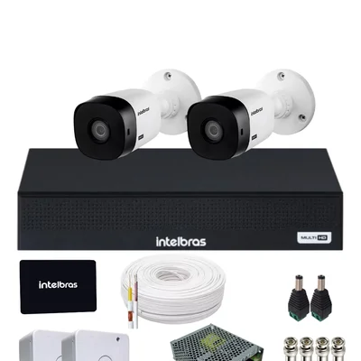 Kit 2 Câmeras Intelbras 1120b Dvr Mhdx 4 Canais Intelbars Com SSD 512gb.