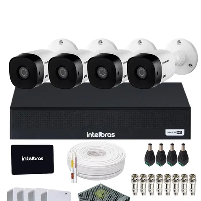 Kit 4 Câmeras Intelbras 1120b Dvr Mhdx 4 Canais Intelbars Com SSD 512gb.