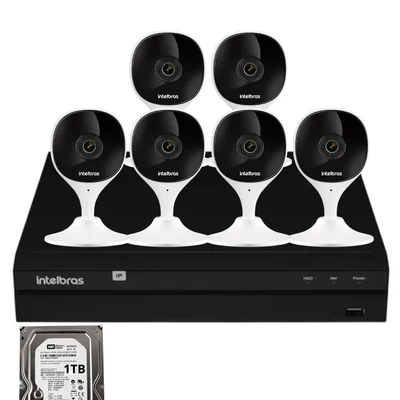 Kit 6 Câmeras Intelbras Imx-c Full Hd Nvd 1408 Intelbras Com Hd 1TB.