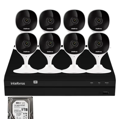 Kit 8 Câmeras Intelbras Imx-c Full Hd Nvd 1408 Intelbras Com Hd 1TB.