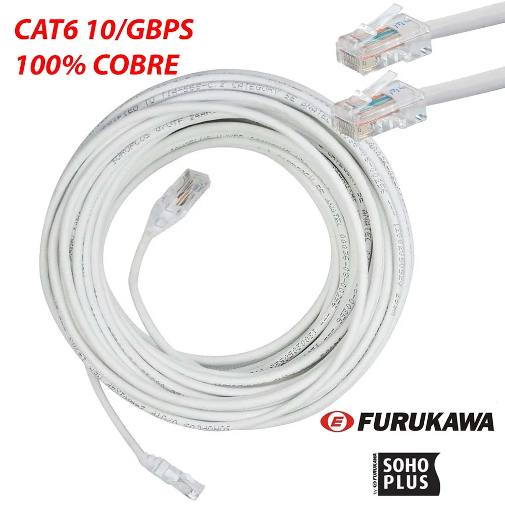 Cabo De Rede Cat6 Furukawa Anatel Montado 10 Metros Branco