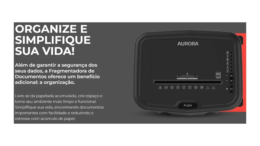 Imagem 4 de 5 do produto Fragmentadora De Papel Aurora As120cm Preta 110v Cor Preto