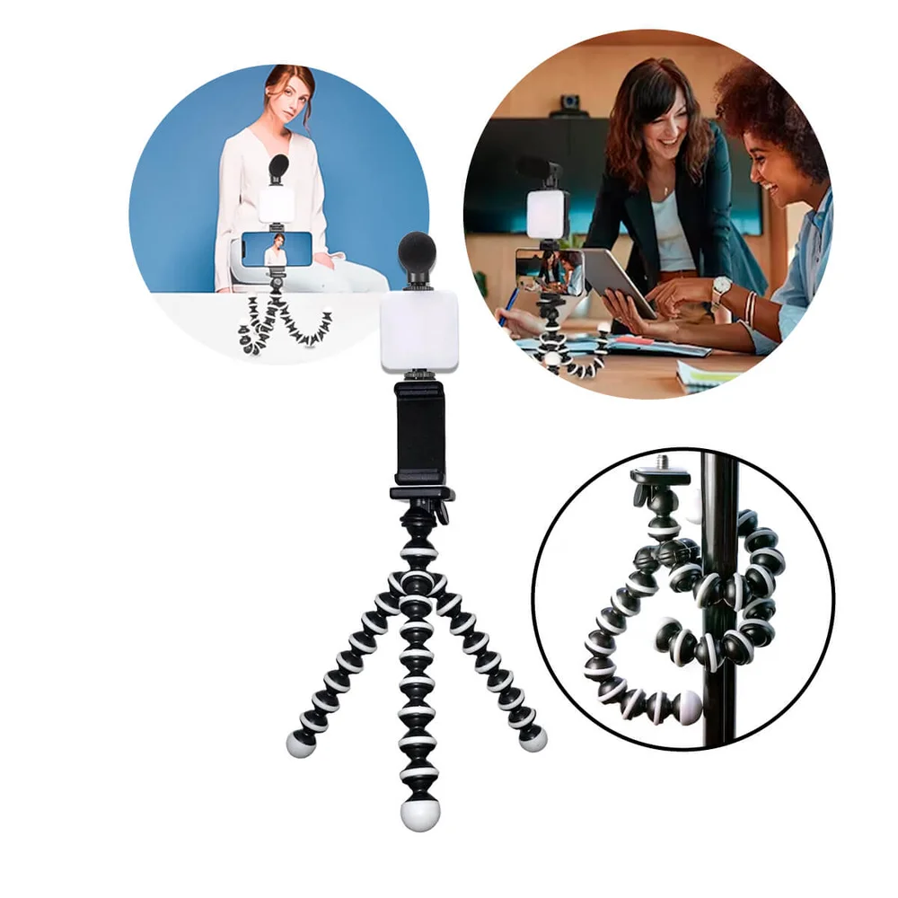 Imagem 5 de 5 do produto Kit Para Gravação Com Microfone Direcional, Luz LED E Tripé Articulado