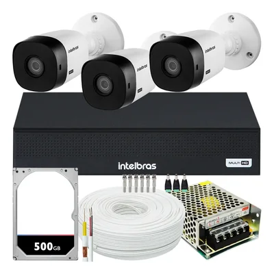 Kit 3 Cameras Seguranca Intelbras Vhl 1220 Full Hd 2mp 1080p 500gb.