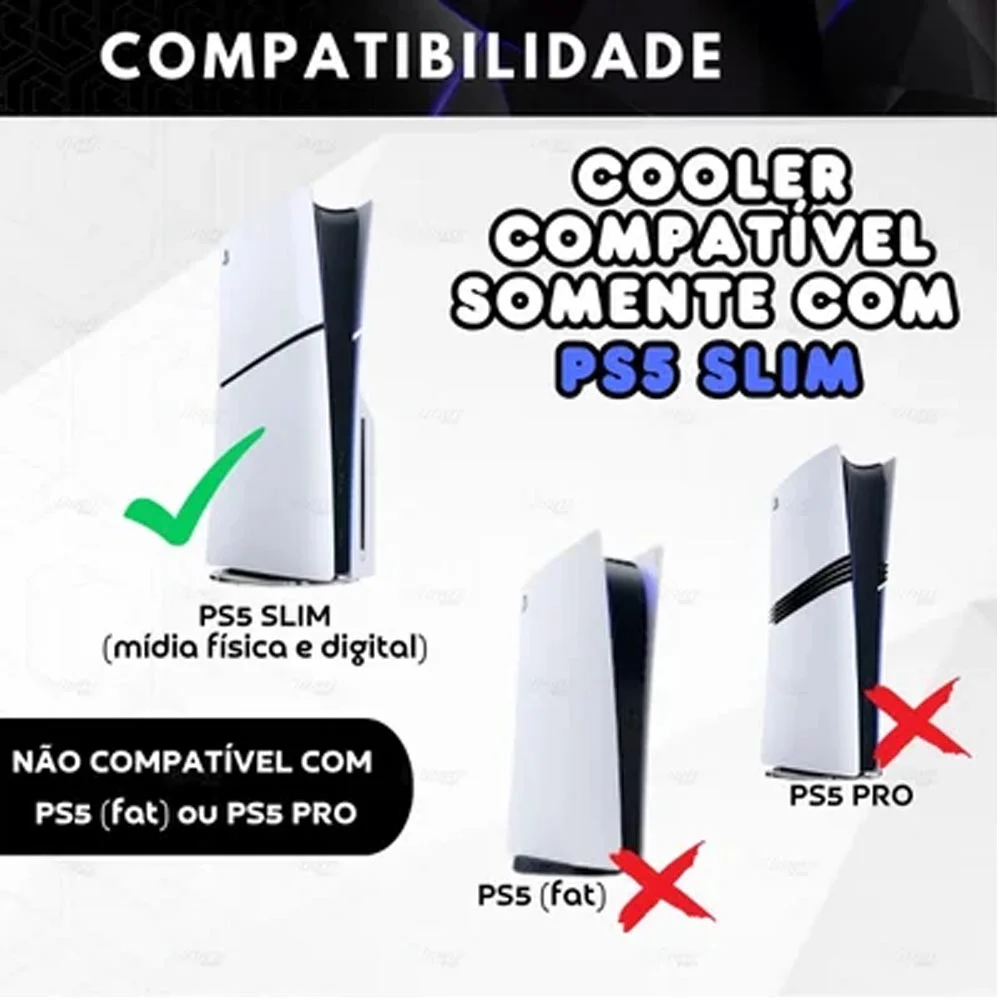 Super Cooler Compativel Com Ps5 Slim Tp5-3538  Preto
