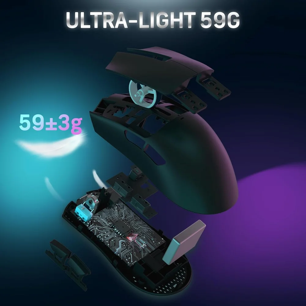 Mouse Gamer Sem Fio Attack Shark X11, 22000 Dpi, 59g, Tri-mode Com Dock Magnético, RGB, Preto Mouse Gamer Sem Fio Attack Shark X11, 22000 Dpi, 59g, Tri-mode Com Dock Magnético, RGB, Preto