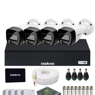 Kit 4 Câmeras Intelbras Vhd 1220 B Full Color Dvr Mhdx 1104-c Com SSD 512gb.