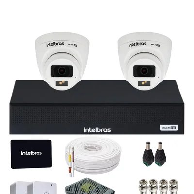 Kit Cftv Com 2 Câmeras Intelbras 3220d Full Color Com Áudio Dvr Intelbras 1104-c  Com SSD 512gb.