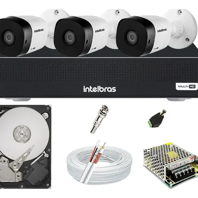 Kit 3 Cameras Seguranca Intelbras Vhl 1220 Full Hd 2mp 1080p 1TB.