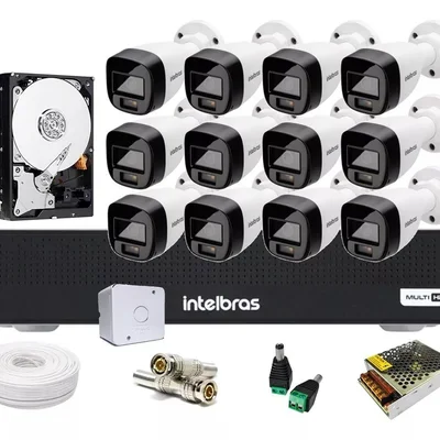 Kit 12 Cam Intelbras 1120b Full Color Dvr 16ch Hd 2 Tera
