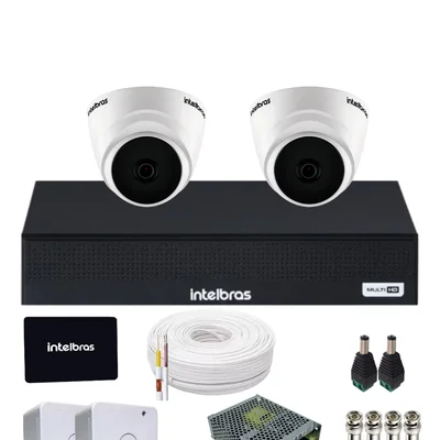 Kit 2 Câmeras Intelbras Hd 720p 1120d  Dvr 4 Canais 1104-c Com SSD 512gb.