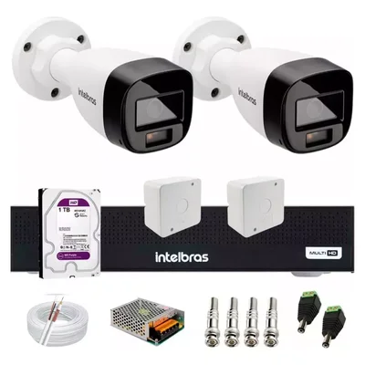 Kit Intelbras 2 Câmeras Full Color C/ Audio Dvr 4ch 1104c C/hd 1TB Purple