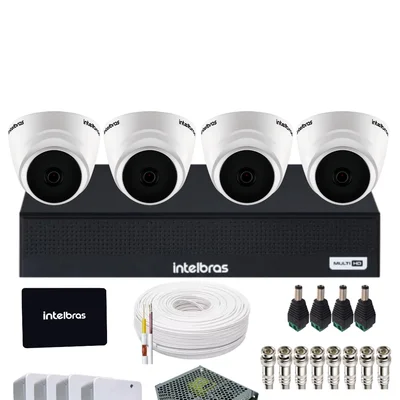 Kit Intelbras 4 Câmeras Vhl 1120d Ir 20m, Dvr 4 Canais 1104-c SSD 512gb.