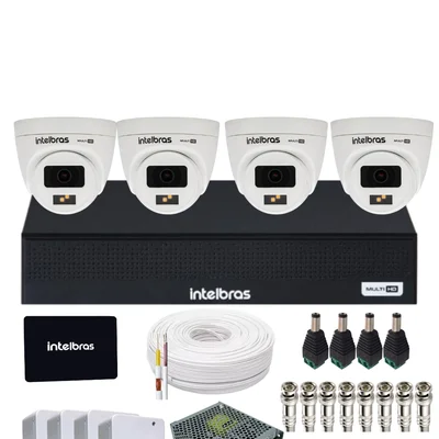 Kit 4 Cameras Intelbras Full Color 1120d, Dvr 1104-c 4 Canais C/ SSD 512gb.