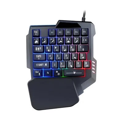 Teclado Gamer RGB Uma Mão Semi Mecânico Fio Usb