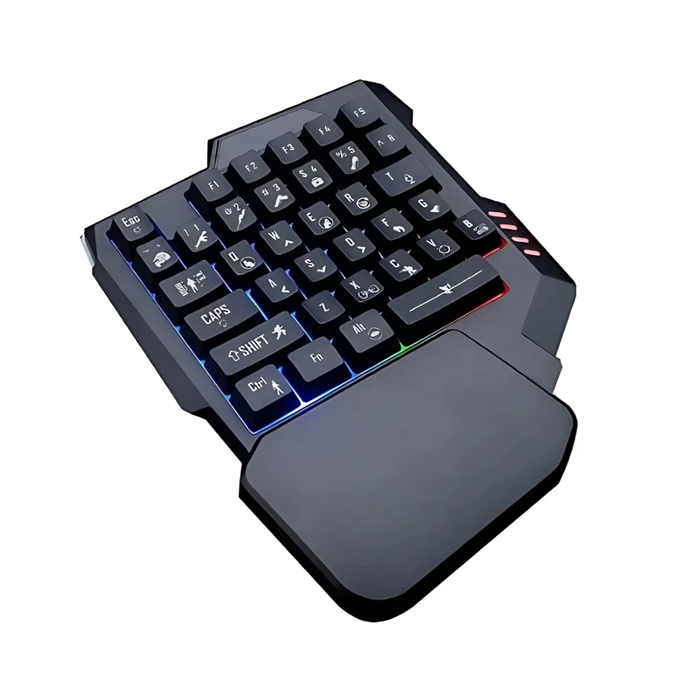 Teclado Gamer RGB Uma Mão Semi Mecânico Fio Usb Teclado Gamer RGB Uma Mão Semi Mecânico Fio Usb