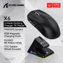 Mouse Gamer Sem Fio Attack Shark X6, 26000 Dpi, Paw3395, Tri-mode Com Dock Magnético, RGB, Preto