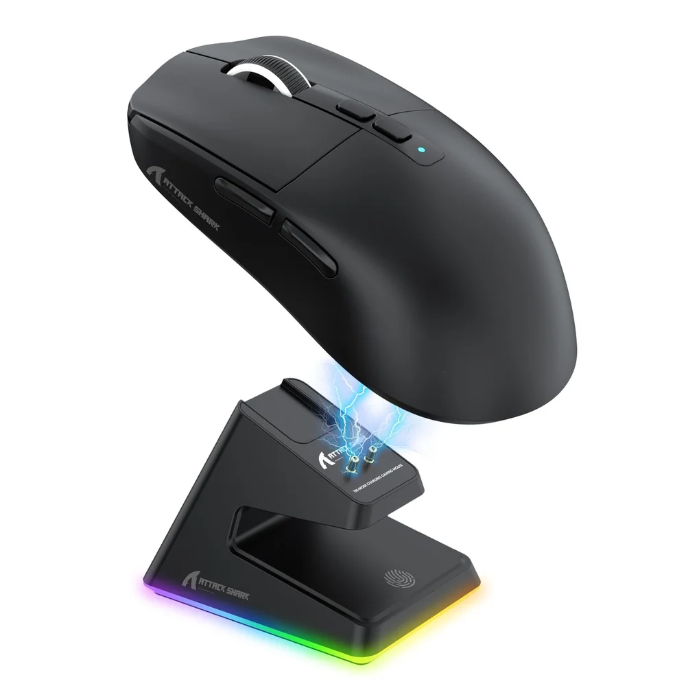 Mouse Gamer Sem Fio Attack Shark X6, 26000 Dpi, Paw3395, Tri-mode Com Dock Magnético, RGB, Preto Mouse Gamer Sem Fio Attack Shark X6, 26000 Dpi, Paw3395, Tri-mode Com Dock Magnético, RGB, Preto