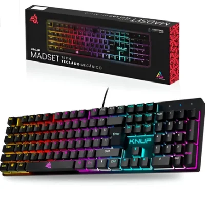 Teclado Gamer Com Fio Knup Kp-te114 Rainbown RGB Anti Ghosting Switch Blue