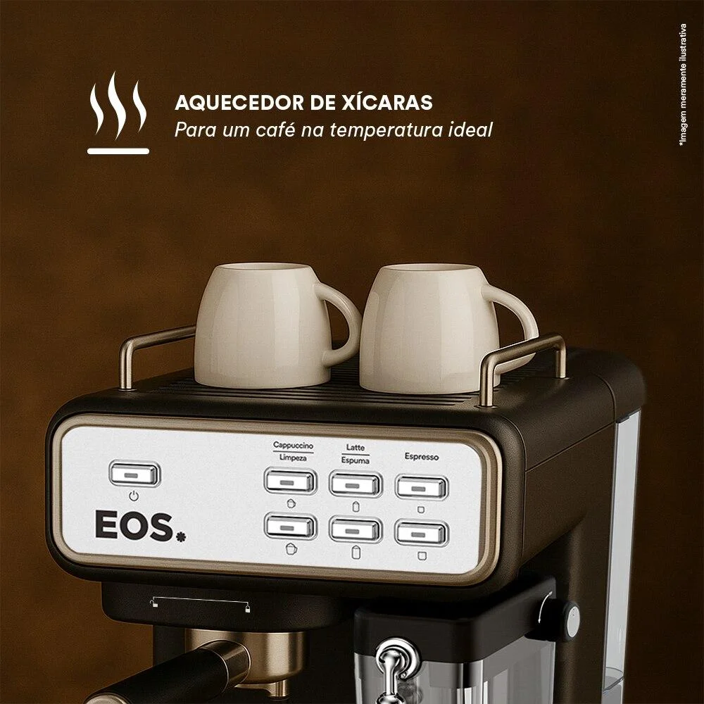 Imagem 4 de 5 do produto Cafeteira Espresso 3 Em 1 Eos Prepara Espresso, Latte E Cappuccino Com 20 Bar De Pressão Inox Ecf07ec 110v