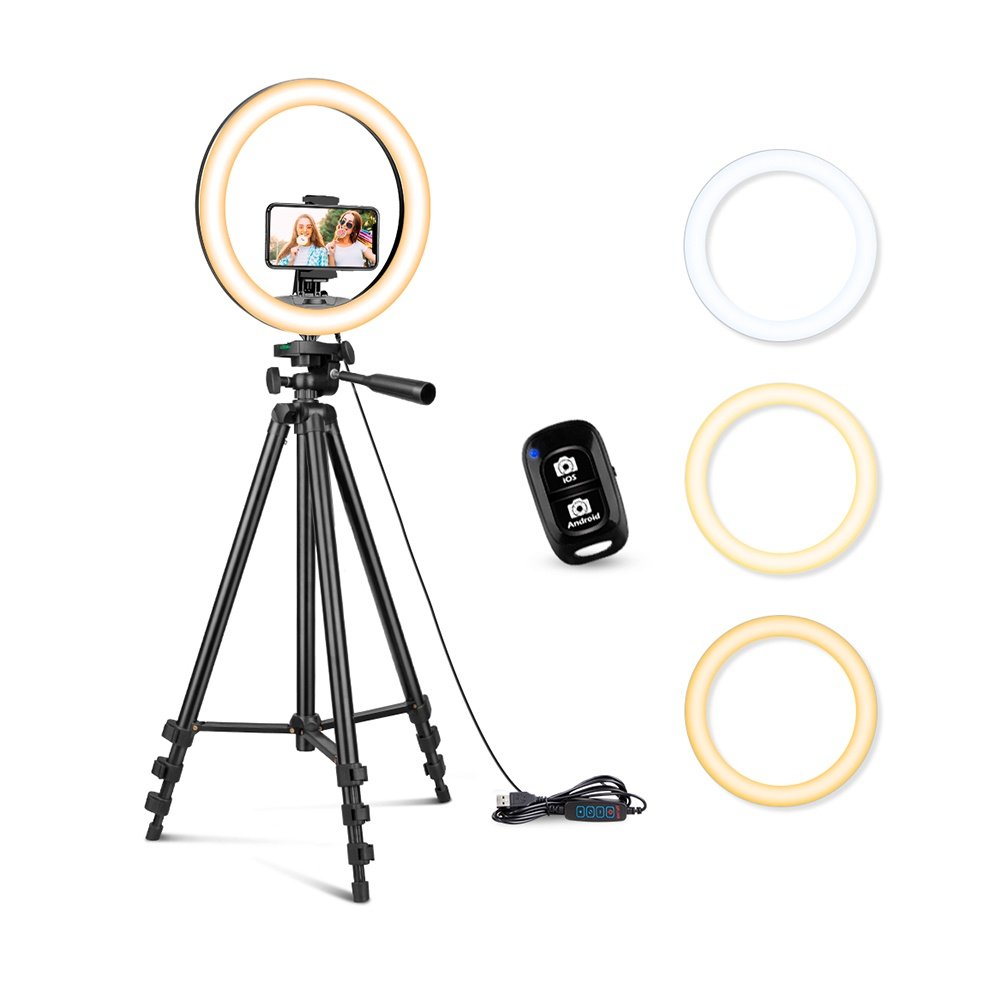 Sensyne 10" RGB Ring Light & 50" Selfie Stick Tripod (touch Pad) B0bw3brh5f