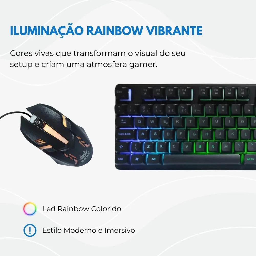 Imagem 2 de 5 do produto Kit Teclado E Mouse Gamer Iluminação LED RGB Membrana Conexão Usb