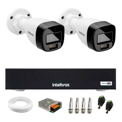 Kit 2 Câmeras Intelbras Vhd 1220 B G7 Full Color Full Hd Ir 20m + Dvr Intelbras Mhdx 1104-c 4 Canais