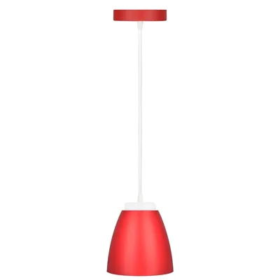 Luminária Pendente 9w Branca Fria Cor Vermelha Bivolt.