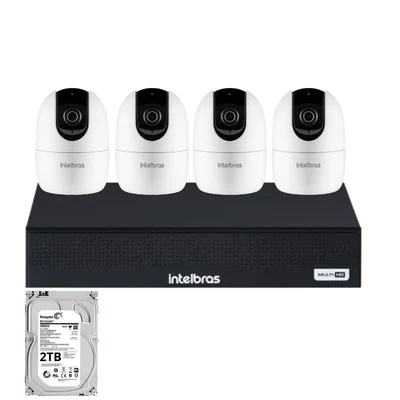 Kit 4 Câmeras Wi-fi Intelbras Im4 Nvd 1404 1080p Intelbras Com 4 Canais Com Hd 2TB Incluso