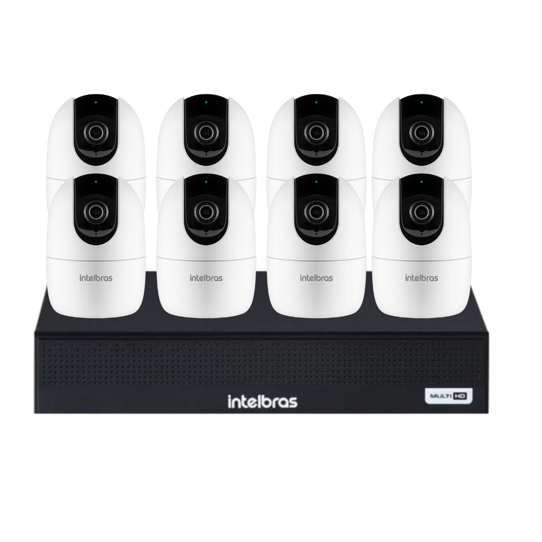 Kit 8 Câmeras Wi-fi Intelbras Im4 Nvd 1408 1080p Intelbras Com 8 Canais Sem Hd