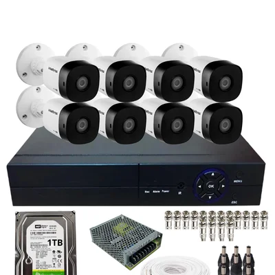 Kit 8 Câmeras Intelbras 1120b Hd Dvr De 08 Canais Com Hd 1TB Instalado No Dvr