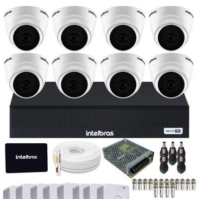 Kit Intelbras 8 Câmeras Vhl 1120d Ir 20m, Dvr 8 Canais Mhdx 1108-c Intelbras SSD 512gb.
