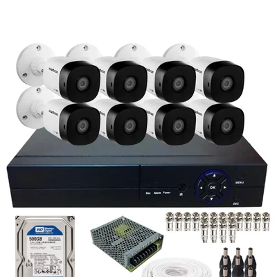 Kit 8 Câmeras Intelbras 1120b Hd  Dvr De 08 Canais Alta Performance Com Hd 500gb Incluso