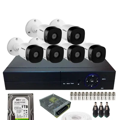 Kit 6 Câmeras Intelbras 1120b Hd Dvr 08 Canais Alta Performance Com Hd 1TB Instalado