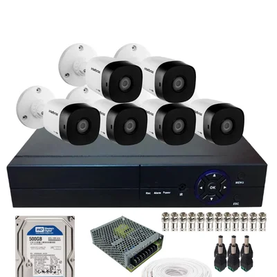 Kit 6 Câmeras Intelbras 1120b Hd  Dvr 08 Canais Com Hd 500gb Instalado