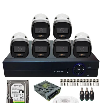 Kit Vigilância 6 Câmeras Intelbras 1220b Full Color Dvr 8 Canais Alta Performance Hd 1TB Dentro Do Dvr