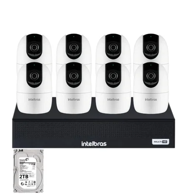 Kit 8 Câmeras Full Hd Im4 C Intelbras  Nvd 1408 Intelbras Com 8 Canais Com Hd 2TB Instalado