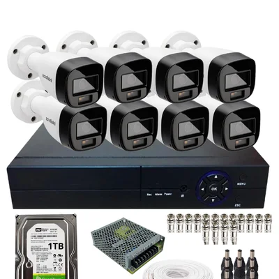 Kit Segurança 8 Câmeras Full Color Intelbras Dvr 8ch Alta Performance Com Hd 1TB Instalado