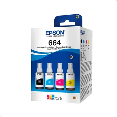 Kit Kit 4 Refil Tintas T664 Para Impressoras L395 L365 L220 L455 L380 L375 (4 Cores).