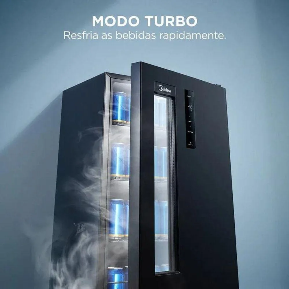 Imagem 2 de 5 do produto Cervejeira Mdrx150fggdx01 Frost Free Painel LED 82l Preto Midea
