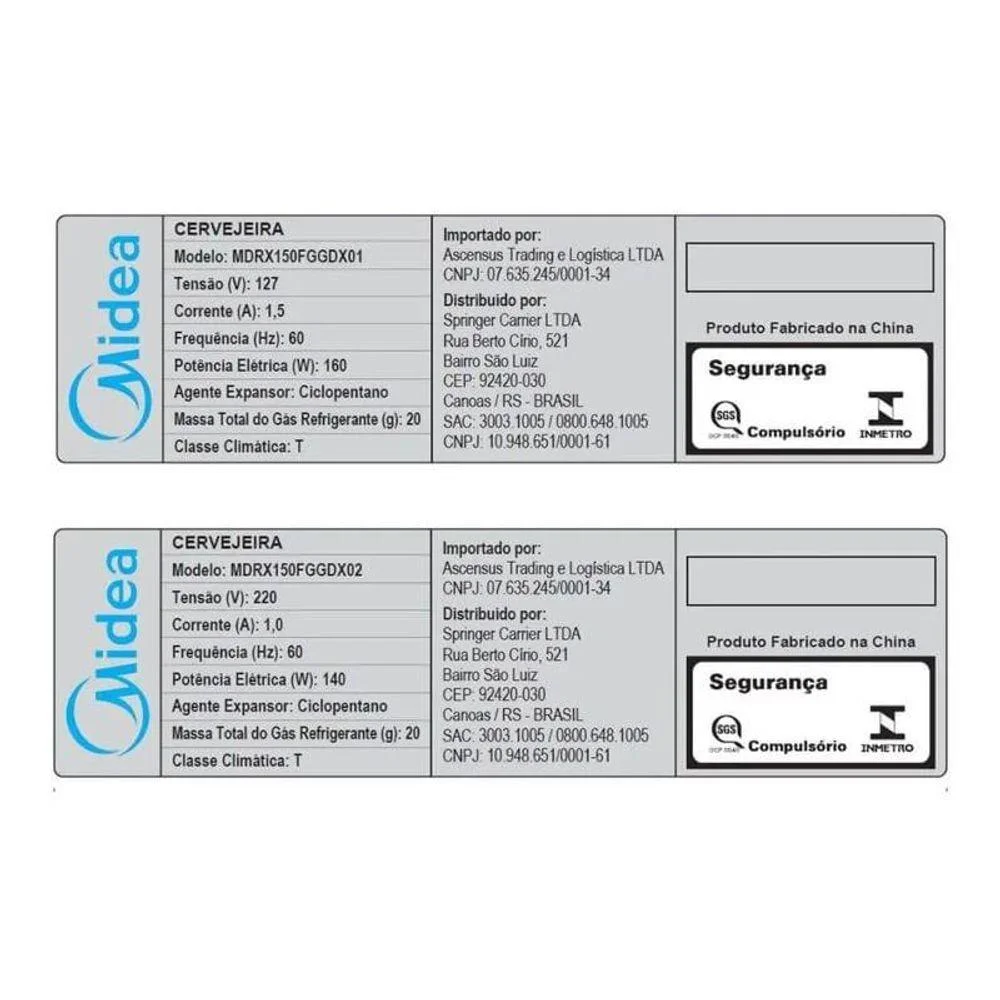 Imagem 4 de 5 do produto Cervejeira Mdrx150fggdx01 Frost Free Painel LED 82l Preto Midea