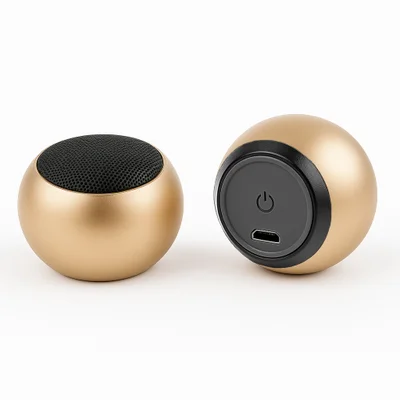 Speaker Bluetooth Compacto 3w Com Design Bolinha E Bateria Durável Cor:dourado