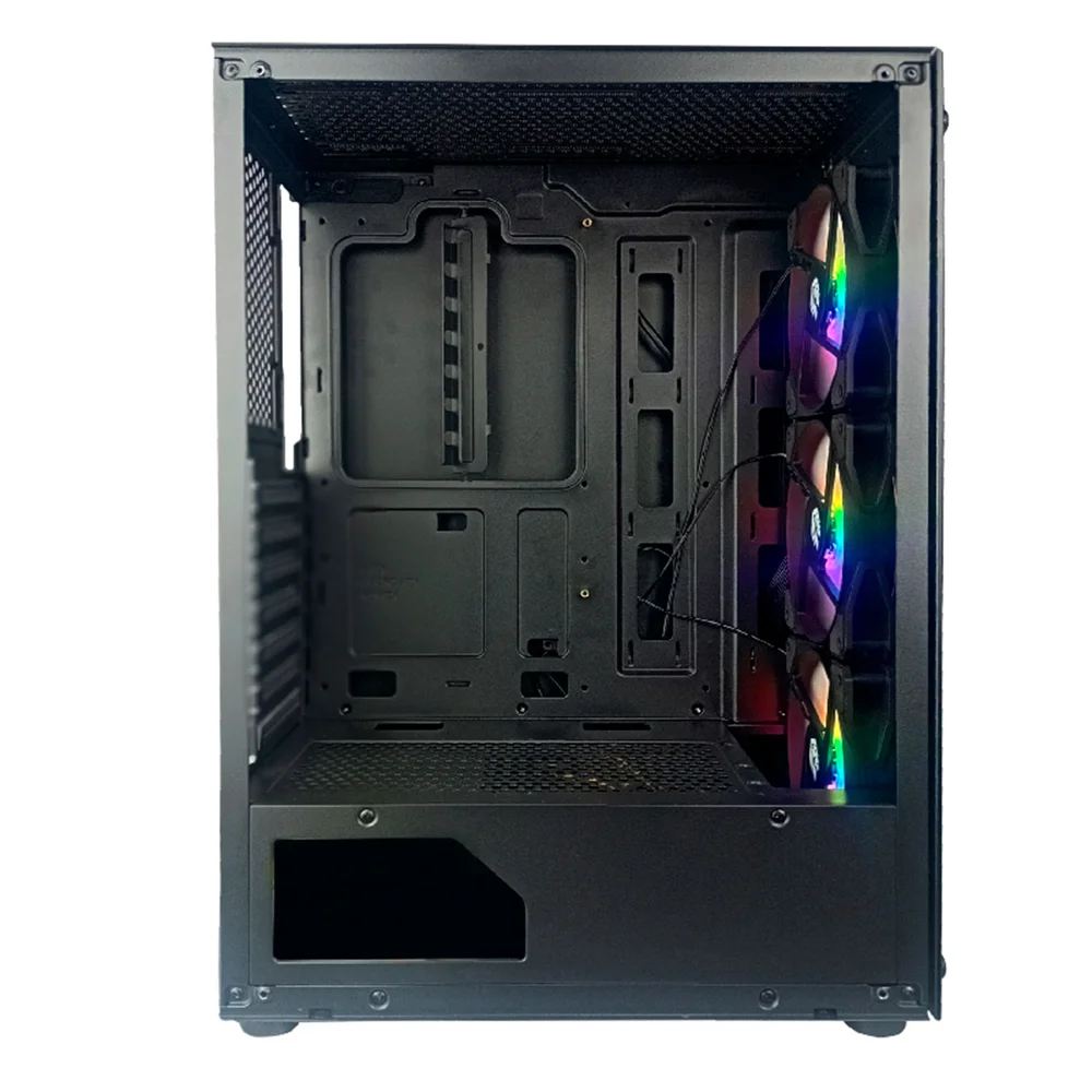 Imagem 2 de 5 do produto Gabinete Gamer Hayom, Lateral Em Vidro, 3x Fans RGB, Preto - Gb1769