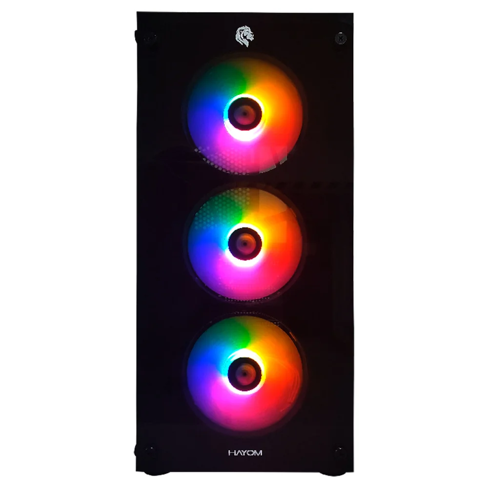 Imagem 4 de 5 do produto Gabinete Gamer Hayom, Lateral Em Vidro, 3x Fans RGB, Preto - Gb1769