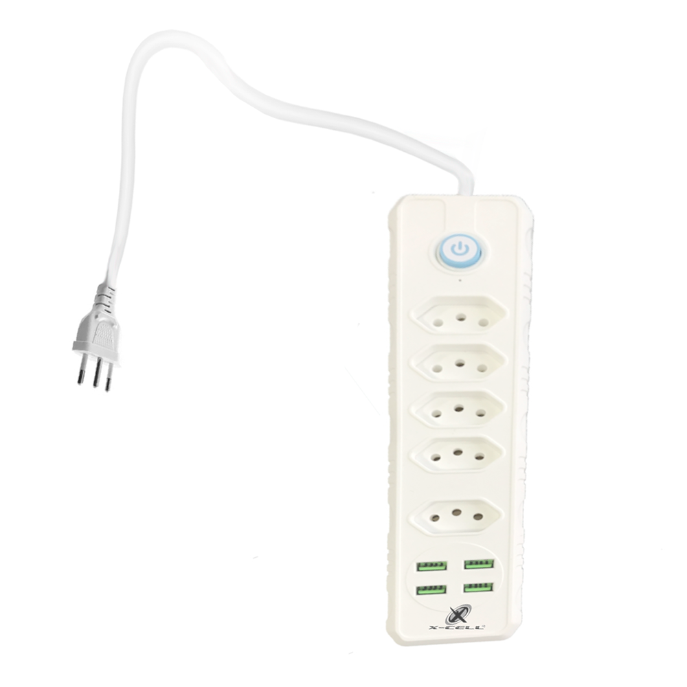 Filtro De Linha Bivolt 10a Cabo 2m 5 Tomadas 4 Usb Xc-fl-01 X-cell