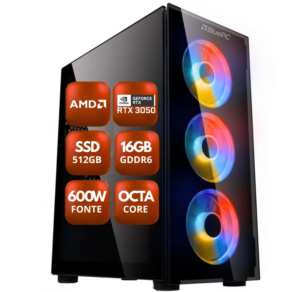 PC Gamer Zen By Balão.info - Amd Ryzen 4700s, 8 Núcleos E 16 Threads, Geforce RTX 3050 8GB, 16gb Ram, SSD 512gb, Fonte 600w - Pgbp-car1003