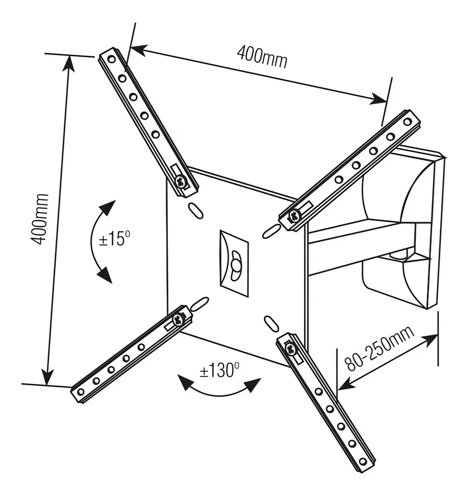 Imagem 4 de 4 do produto Suporte Para Tv Articulado LED Lcd Plasma 3d E Smart Tv De 10 A 55 Brasforma Preto Sbrp130