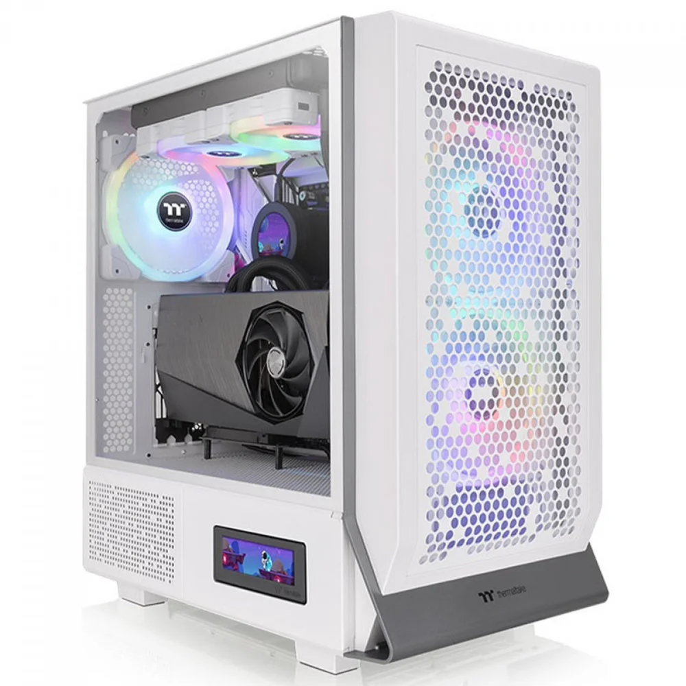 Gabinete Gamer Thermaltake Ceres 300 Tg ARGB Snow, Mid Tower, Vidro Temperado, E-atx, White, Sem Fonte, Com 3 Fans, Ca-1y2-00m6wn-00