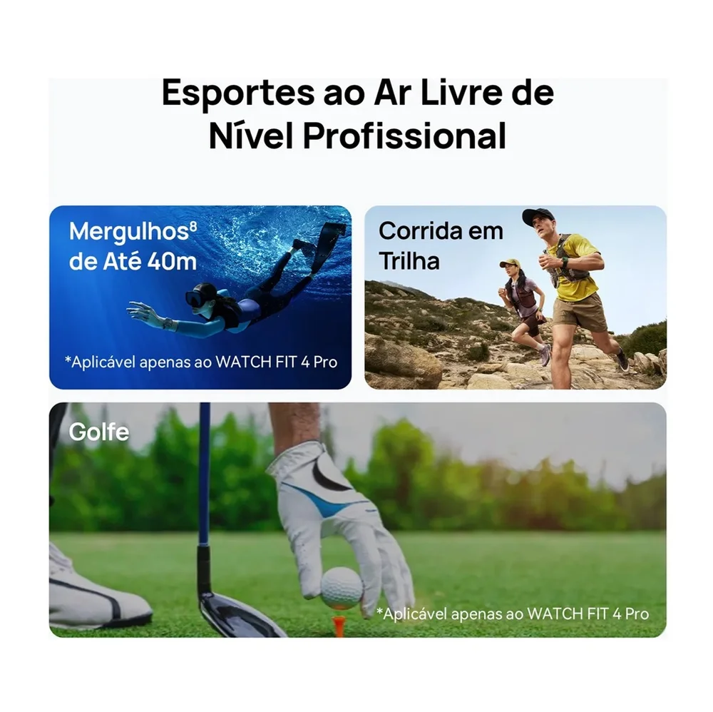 Imagem 3 de 5 do produto Smartwatch Huawei Watch Fit 4 Pro, Com Gps Integrado, Golfe, Análise De Ecg, Preto