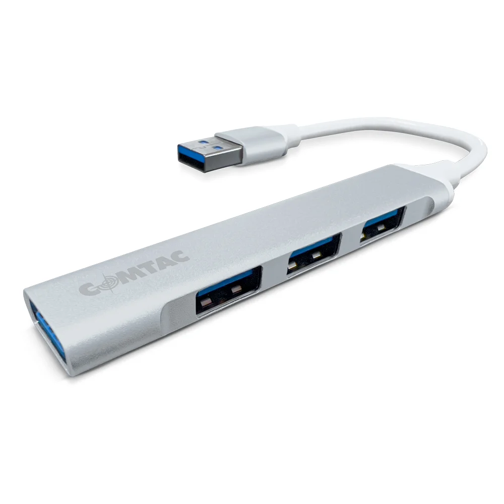 Imagem 2 de 4 do produto Hub Usb 3.0 E Usb 2.0 Alumínio 4 Portas Prata Comtac 1103